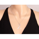 Modny naszyjnik srebrny z dużą literą Z stylowa celebrytka 925