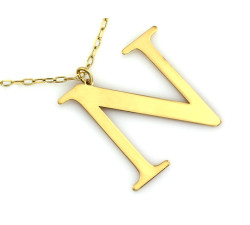 Modny naszyjnik srebrny pozłacany z dużą literą S stylowa celebrytka 925