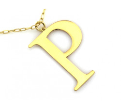 Srebrny naszyjnik złocony 925 z literą P elegancki wzór celebrytka