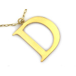 Srebrny pozłacany naszyjnik 925 z dużą literą D nowoczesny wzór celebrytka