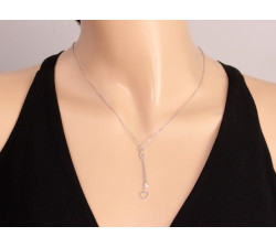 Srebrny naszyjnik 925 krawatka z sercem nieskończonością i cyrkonią