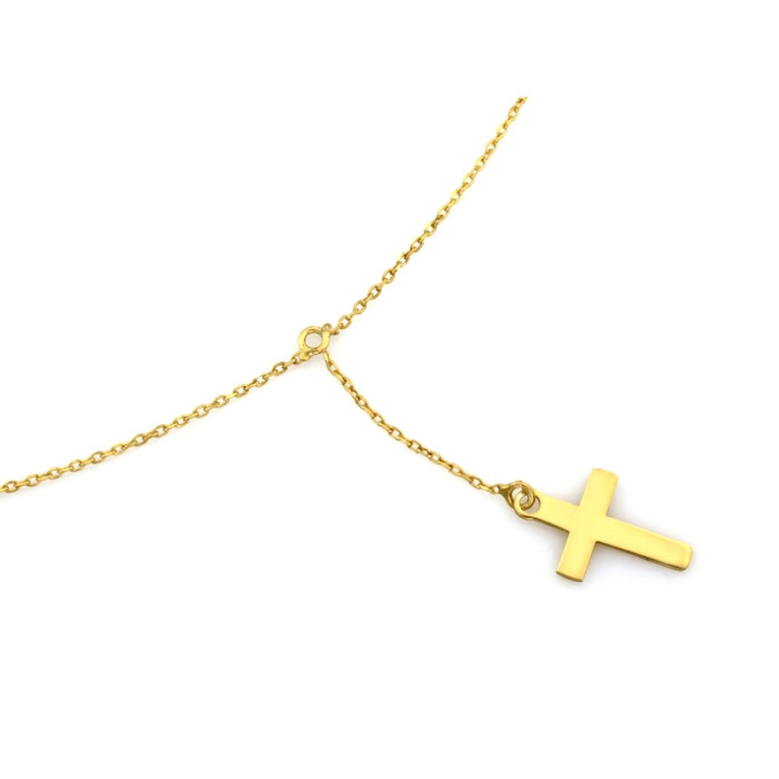 Srebrny naszyjnik pozłacany 925 krawatka z krzyżykiem