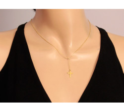 Srebrny naszyjnik pozłacany 925 krawatka z krzyżykiem