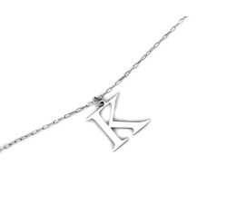 Naszyjnik ze srebra 925 literka K bez kamieni