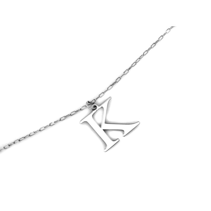 Naszyjnik ze srebra 925 literka K bez kamieni