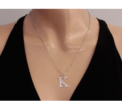 Naszyjnik ze srebra 925 literka K bez kamieni