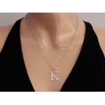 Naszyjnik ze srebra 925 literka K bez kamieni
