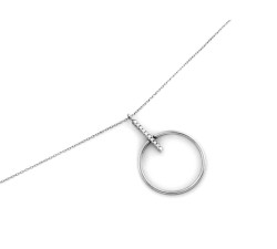 Srebrny naszyjnik 925 kółko ozdobione cyrkoniami