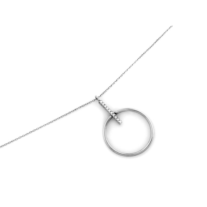 Srebrny naszyjnik 925 kółko ozdobione cyrkoniami
