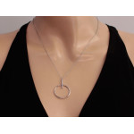 Srebrny naszyjnik 925 kółko ozdobione cyrkoniami