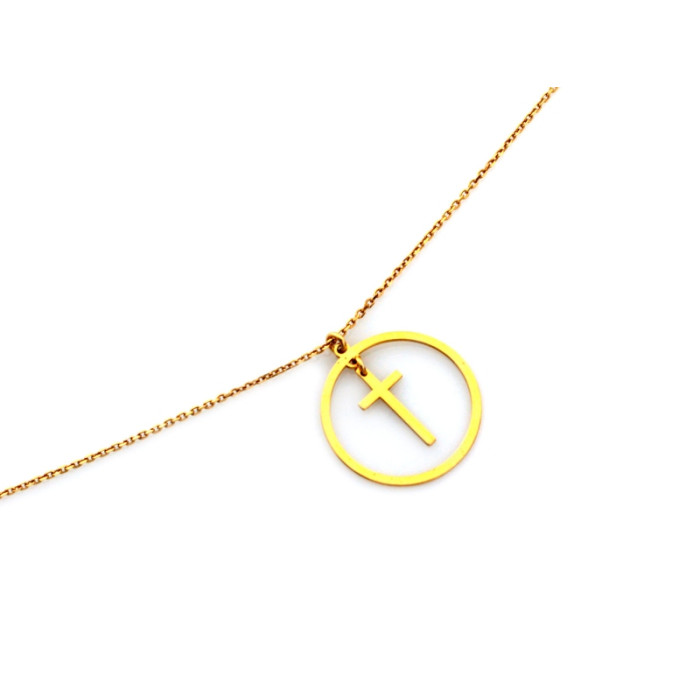 Naszyjnik ze srebra pozłacanego 925 z krzyżykiem w kółku