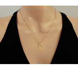 Naszyjnik ze srebra pozłacanego 925 z krzyżykiem w kółku