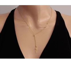 Naszyjnik ze srebra 925 pozłacana krawatka z kulkami