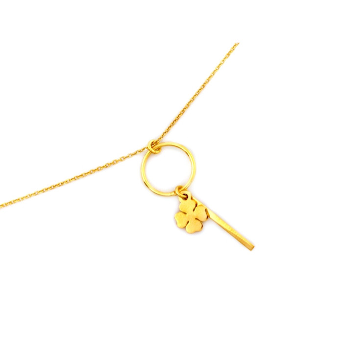 Naszyjnik ze srebra pozłacanego 925 z zawieszką i koniczynką