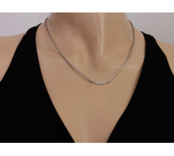 Srebrny 925 gustowny naszyjnik gruby prosty pleciony z ażurowym skrzydłem