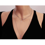 Naszyjnik elegancki ekskluzywny delikatny 925 srebrny trzy delikatne łańcuszki z wiszącymi krzyżykami