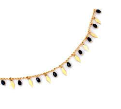 Łańcuszek 925 srebrny pozłacany w stylu choker z czarnymi eleganckimi kamieniami na prezent