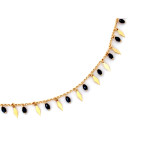 Łańcuszek 925 srebrny pozłacany w stylu choker z czarnymi eleganckimi kamieniami na prezent