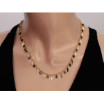 Łańcuszek 925 srebrny pozłacany w stylu choker z czarnymi eleganckimi kamieniami na prezent