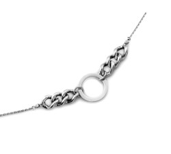 Modny 925 srebrny kobiecy naszyjnik z nowoczesną zawieszką w kształcie koła zdobioną łańcuszkiem