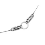 Modny 925 srebrny kobiecy naszyjnik z nowoczesną zawieszką w kształcie koła zdobioną łańcuszkiem