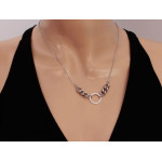 Modny 925 srebrny kobiecy naszyjnik z nowoczesną zawieszką w kształcie koła zdobioną łańcuszkiem