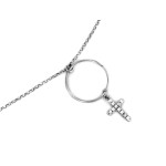 Łańcuszek 925 srebrny i wisiorek z krzyżykiem zdobionym błyszczącymi cyrkoniami