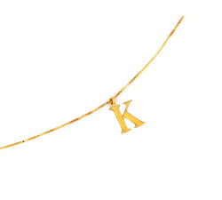 Łańcuszek 925 srebrny pozłacany kobiecy delikatny modny z literką K na czasie popularny