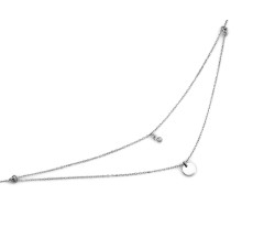 Srebrny naszyjnik 925 podwójny łańcuszek z zawieszkami modny i delikatny