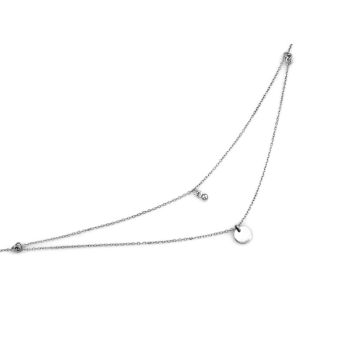 Srebrny naszyjnik 925 podwójny łańcuszek z zawieszkami modny i delikatny