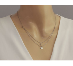 Srebrny naszyjnik 925 podwójny łańcuszek z zawieszkami modny i delikatny