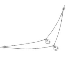 Srebrny 925  delikatny kobiecy naszyjnik gustowny i efektowny z podwójnym łańcuszkiem i sercami