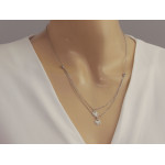 Srebrny 925  delikatny kobiecy naszyjnik gustowny i efektowny z podwójnym łańcuszkiem i sercami