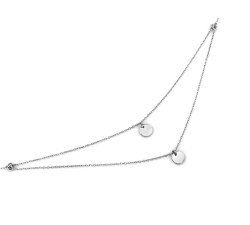 Srebrny łańcuszek 925 kobiecy podwójny z delikatnymi zawieszkami blaszkami kółeczkami