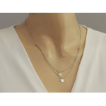 Srebrny łańcuszek 925 kobiecy podwójny z delikatnymi zawieszkami blaszkami kółeczkami