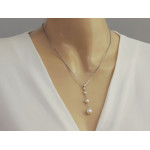 Łańcuszek srebrny 925 wyjątkowy efektowny zdobiona zawieszka z szykownymi perłami na prezent.