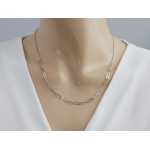 Łańcuszek 925 srebrny klasyczny oryginalny i prosty design z wstawką z dużych ogniw