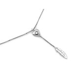 Srebrny naszyjnik 925 oryginalny wisiorek z sercem zdobionym cyrkonią i piórem