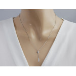 Srebrny naszyjnik 925 oryginalny wisiorek z sercem zdobionym cyrkonią i piórem