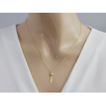 Srebrny 925 naszyjnik pozłacany z wiszącym piórkiem zdobionym białą cyrkonią