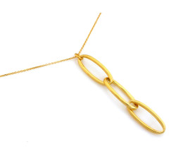 Srebrny naszyjnik 925 pozłacany łańcuszek zawieszka wisior z trzech dużych ogniw na prezent