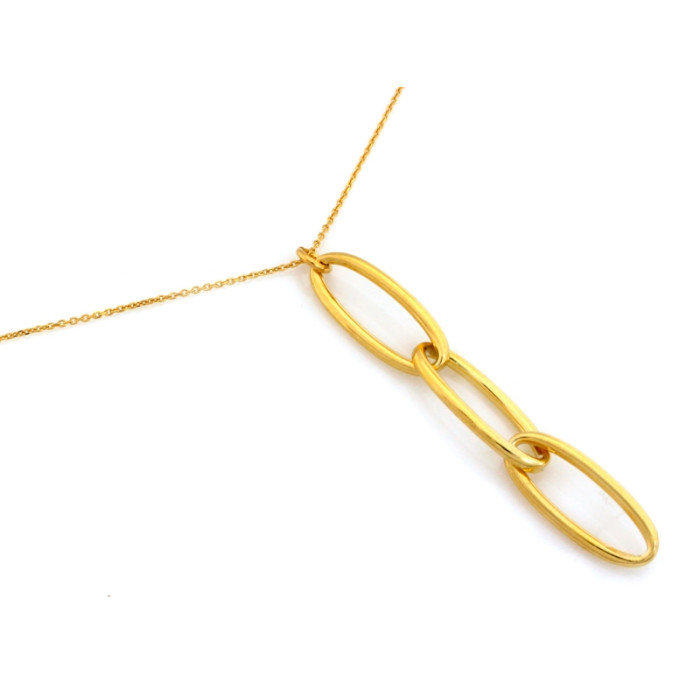 Srebrny naszyjnik 925 pozłacany łańcuszek zawieszka wisior z trzech dużych ogniw na prezent