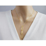 Srebrny naszyjnik 925 pozłacany łańcuszek zawieszka wisior z trzech dużych ogniw na prezent