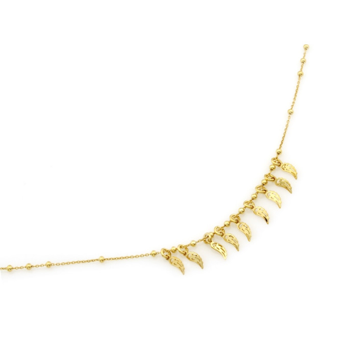 Naszyjnik srebrny pozłacany 925 z kuleczkami i skrzydłami na łańcuszku