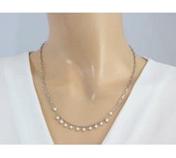 Naszyjnik srebrny z wiszącymi 925 perełkami na łańcuszku