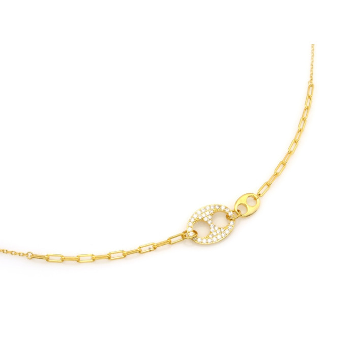 Naszyjnik srebrny pozłacany 925 z dużymi ogniwami i owalami