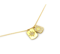 Naszyjnik pozłacany 925 róża wiatrów zawieszki z cyrkoniami