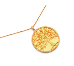 Naszyjnik ze srebrna pozłacanego 925 z dużym drzewkiem szczęścia życia na prezent