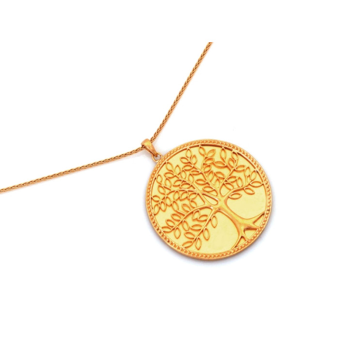 Naszyjnik ze srebrna pozłacanego 925 z dużym drzewkiem szczęścia życia na prezent