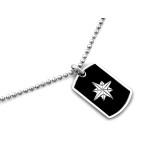 Srebrny naszyjnik nieśmiertelnik 925 męski czarny z różą wiatrów